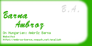 barna ambroz business card